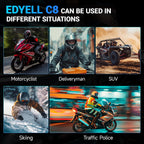 EDYELL C8 MOTORCYCLE BLUETOOTH HEADSETS, LED EMERGENCY LIGHT, HD CALLING, WIRELESS DUAL EARPHONE, V5.3, IPX6 WATERPROOF, COMPATIBLE WITH ALL HELMETS