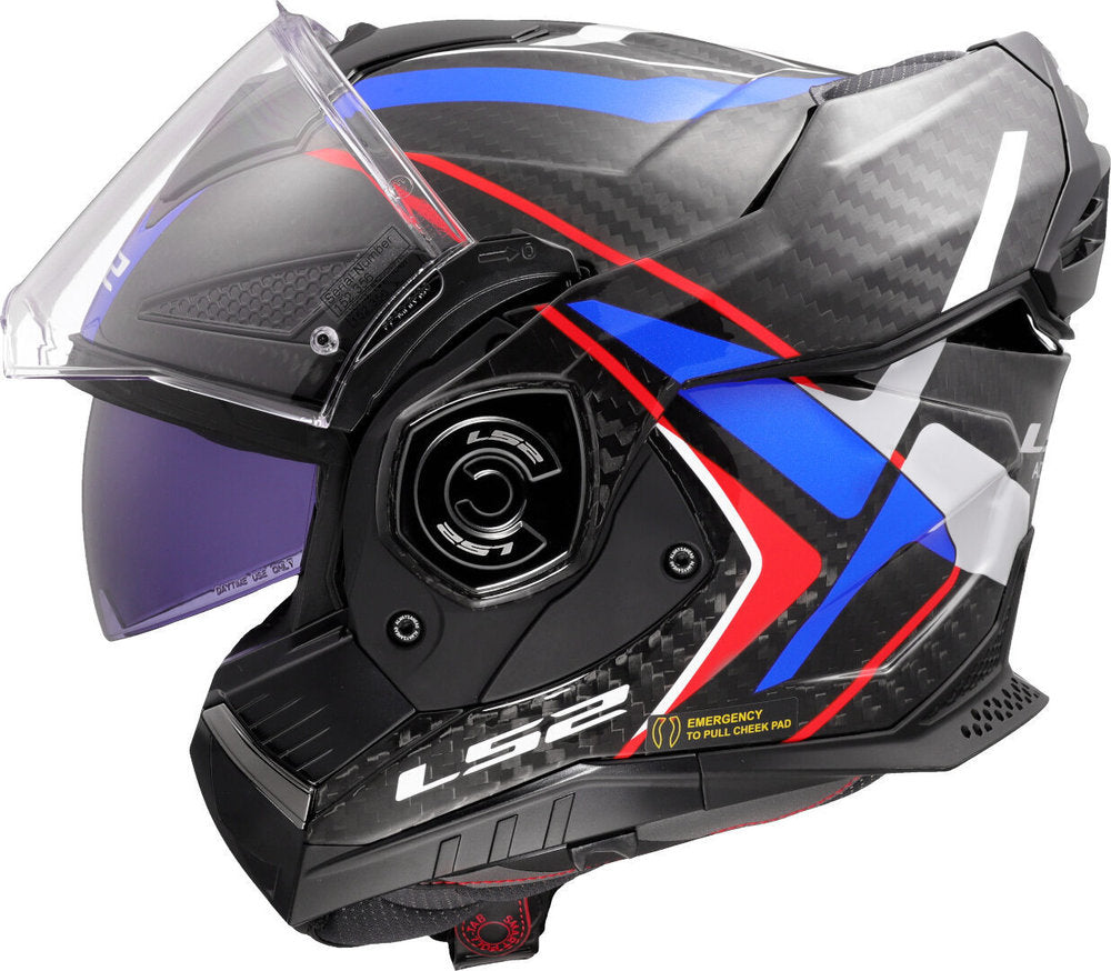 LS2 FF901 ADVANT X CARBON FUTURE II GLOSS WHITE BLUE MODULAR HELMET
