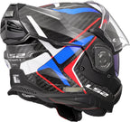 LS2 FF901 ADVANT X CARBON FUTURE II GLOSS WHITE BLUE MODULAR HELMET