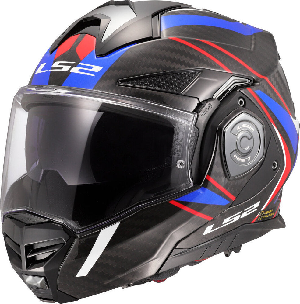 LS2 FF901 ADVANT X CARBON FUTURE II GLOSS WHITE BLUE MODULAR HELMET