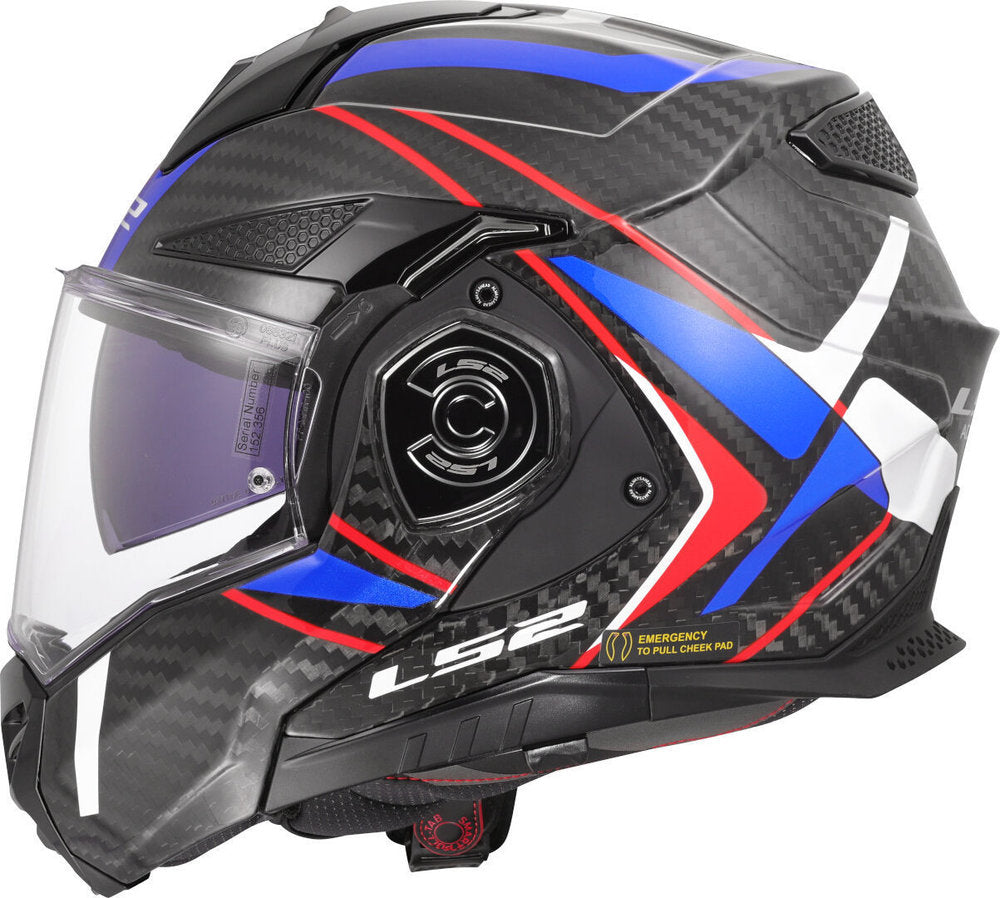 LS2 FF901 ADVANT X CARBON FUTURE II GLOSS WHITE BLUE MODULAR HELMET