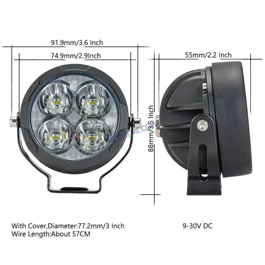 HJG 4 LED 80W ROUND CREE FOGLIGHT FOGLAMP WITH YELLOW COVER 80W 4 LED HJG 80W 4 LED CAR ACCESSORIES LED HEADLIGHTS LIGHTS LED FOG LIGHTS FOR MOTORCYCLE CAR SUV LIGHTS, SET OF 2 WITH WIRING HARNESS KIT HJG 4 LED ROUND 80W
