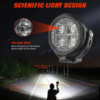 HJG 4 LED 80W ROUND CREE FOGLIGHT FOGLAMP WITH YELLOW COVER 80W 4 LED HJG 80W 4 LED CAR ACCESSORIES LED HEADLIGHTS LIGHTS LED FOG LIGHTS FOR MOTORCYCLE CAR SUV LIGHTS, SET OF 2 WITH WIRING HARNESS KIT HJG 4 LED ROUND 80W