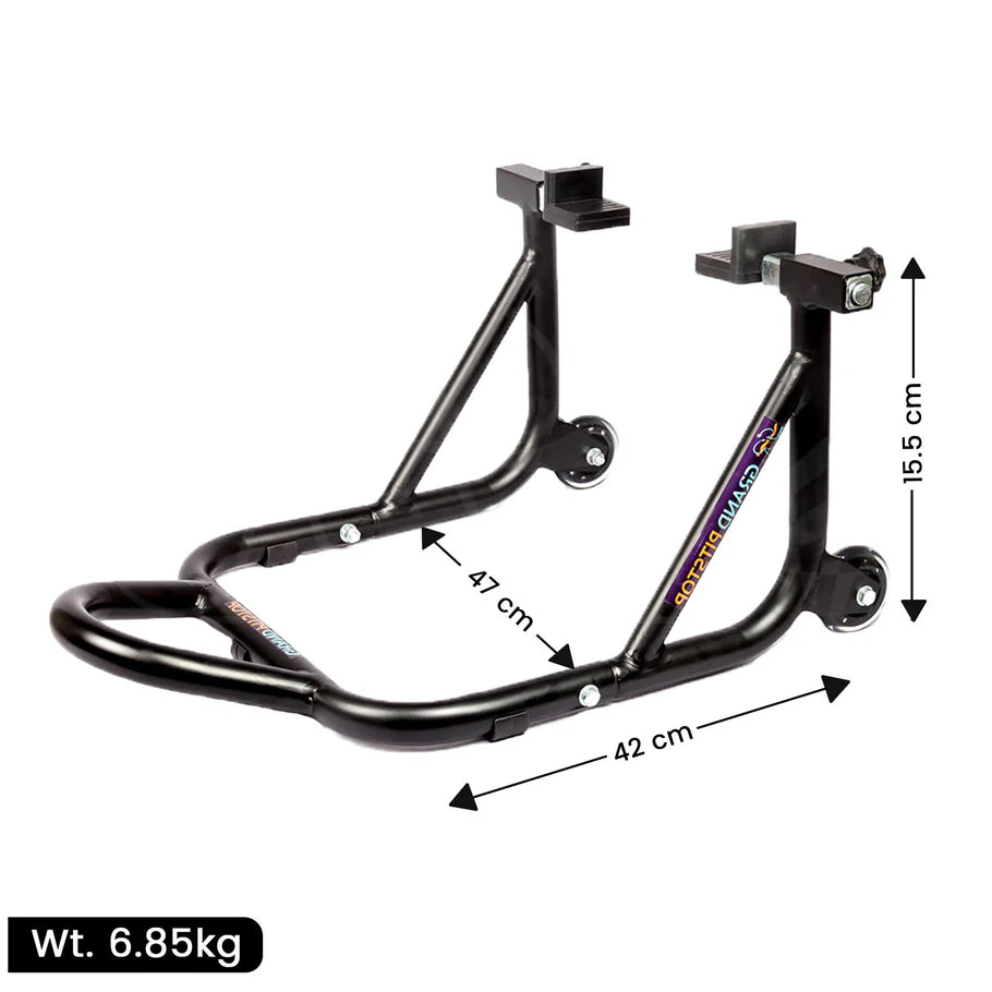 Dismantlable Rear Paddock Stand With 360 Rotation &amp; Skate Wheels (Bike Wt upto: 280 kgs) - Black
