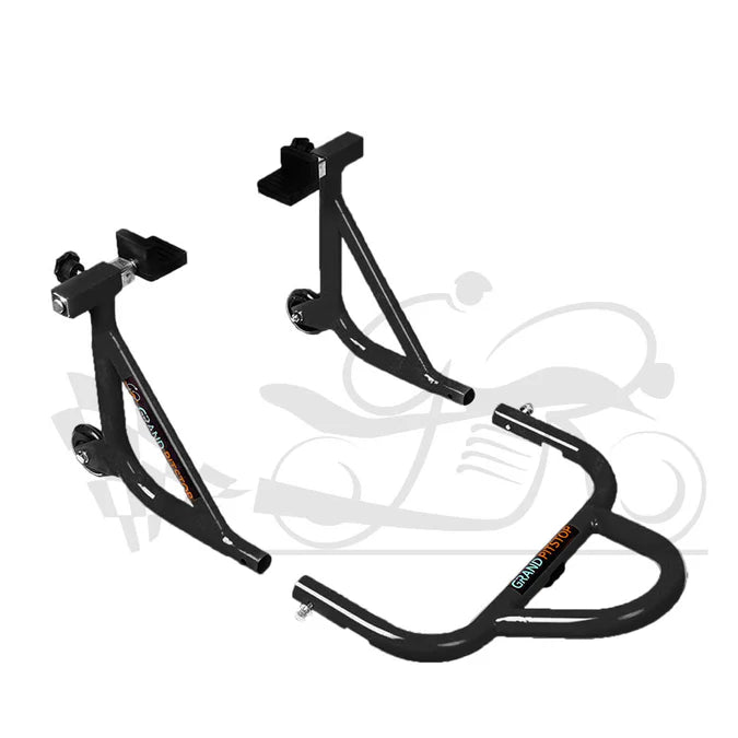 Dismantlable Rear Paddock Stand With 360 Rotation &amp; Skate Wheels (Bike Wt upto: 280 kgs) - Black