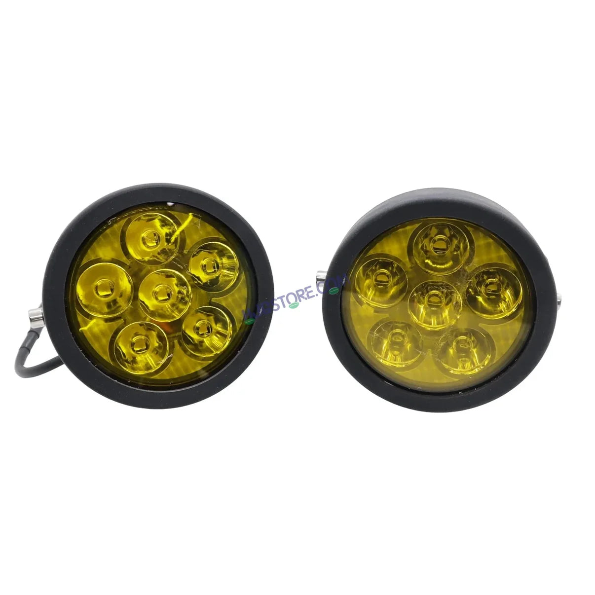 HJG 6 LED 120W ROUND CREE FOGLIGHT FOGLAMP WITH YELLOW COVER 120W 6 LED HJG 120W 5 LED CAR ACCESSORIES LED HEADLIGHTS LIGHTS LED FOG LIGHTS FOR MOTORCYCLE CAR SUV LIGHTS, SET OF 2 WITH WIRING HARNESS KIT HJG 6 LED ROUND 120W