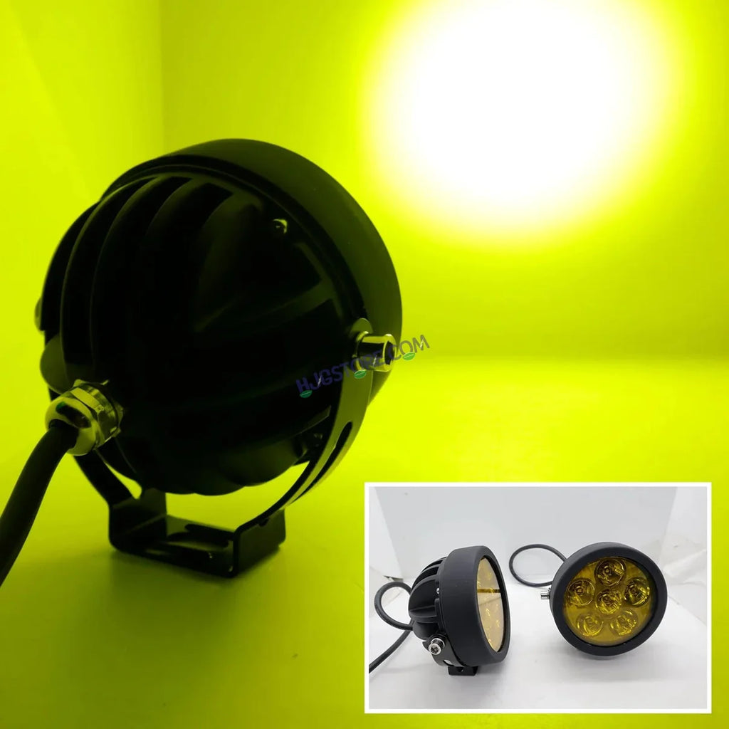 HJG 6 LED 120W ROUND CREE FOGLIGHT FOGLAMP WITH YELLOW COVER 120W 6 LED HJG 120W 5 LED CAR ACCESSORIES LED HEADLIGHTS LIGHTS LED FOG LIGHTS FOR MOTORCYCLE CAR SUV LIGHTS, SET OF 2 WITH WIRING HARNESS KIT HJG 6 LED ROUND 120W